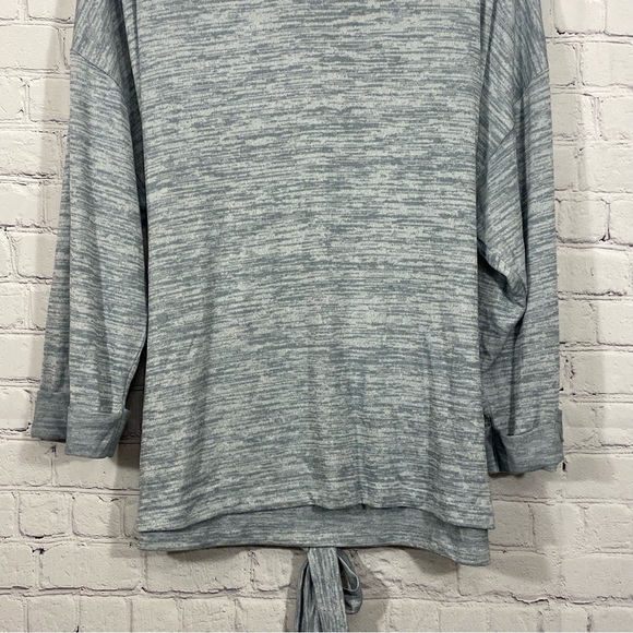 Lucky Brand Womens Shirt Large Gray Heather 3/4 Cuffed Sleeve Back Tie Knit - Picture 3 of 7
